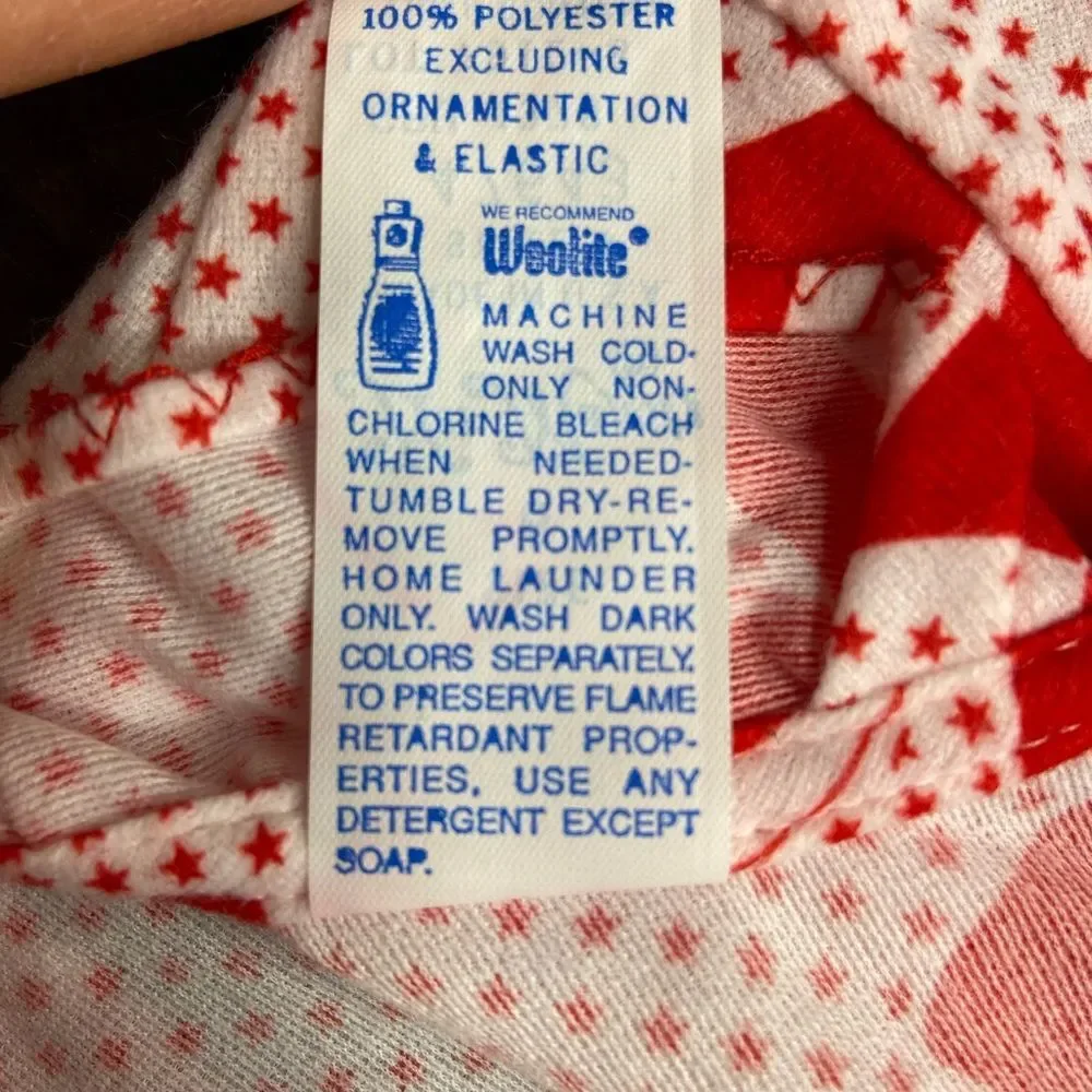 Vintage 1990s Her Majesty Flannel‎ Bow Star Print Nightgown